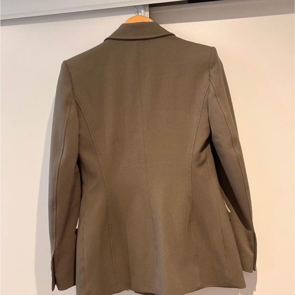 Olive green/Light khaki blazer with shoulder pads (XS) - Picture 4 of 5
